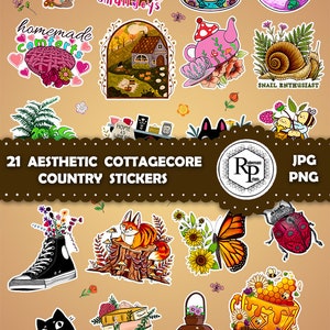 Super Deal**** Colorful Aesthetic Cottagecore | Country ONE (1) Stickers Sheet - Printable Stickers Bundle (See Info)