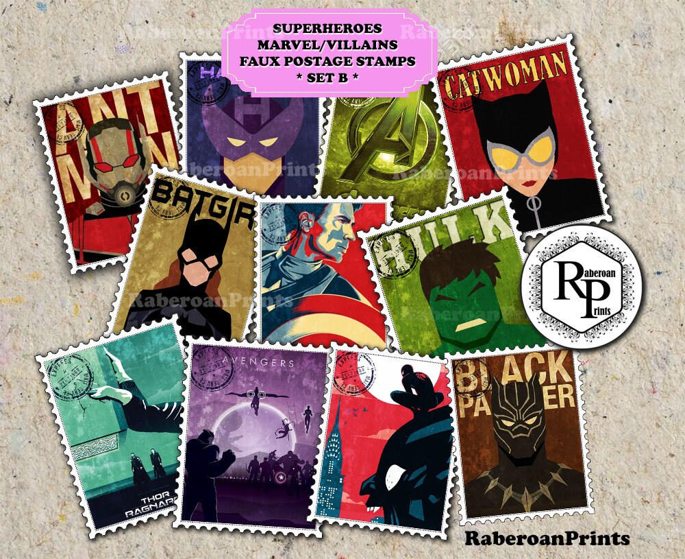 25 superheroes marvel avengers stickers set b print cut etsy