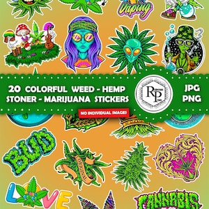 Stickers Hemp | Weed | Stoner | Marijuana | Cannabis |  Hashish Sheet - Bundle Stickers  (See info)