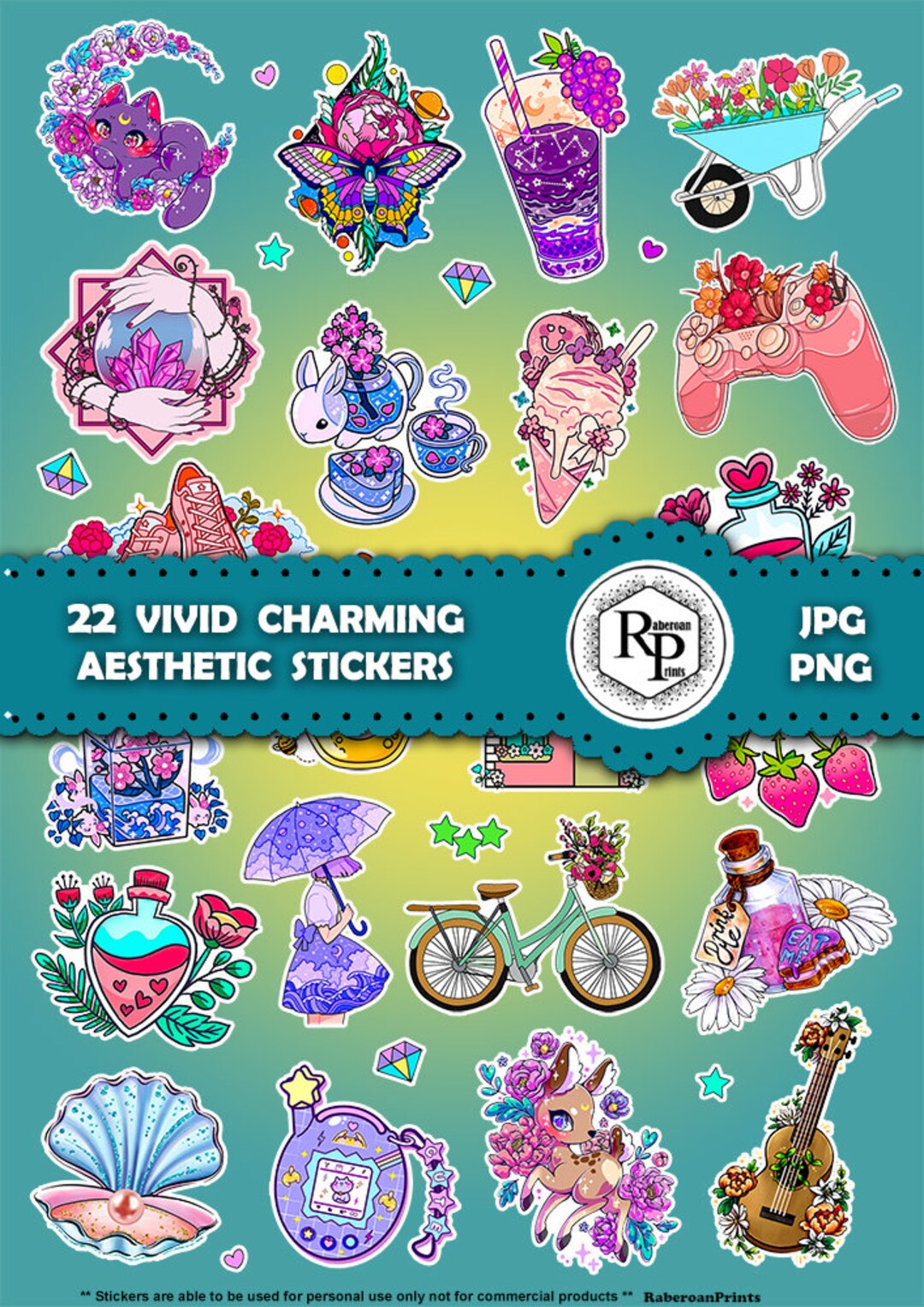 Best Selling Colorful Charming Aesthetic ONE 1 Stickers Template, Print ...