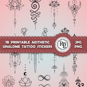 Conception de tatouage esthétique imprimable UNE (1) feuille d'autocollants | Téléchargement instantané | Tatouage dessiné à la main | Le tatouage le plus vendu (lire les informations)
