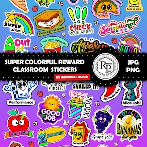 BestSeller** Classroom/School Reward ONE (1) Stickers Sheet PNG/JPG plus Free Baby Animals Coloring Book and Extra Stickers (See Info)