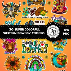 Best Selling *** Super Vivid Color Western | Cowboys | Cowgirls ONE (1) Stickers Sheet - Bundle Stickers  (Read Description)