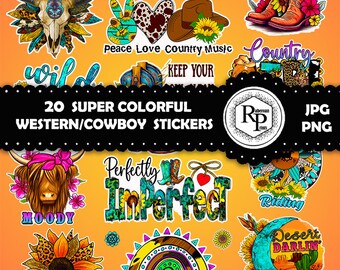 Stickers Western | Cowboys | Cowgirls Sheet - Junk Journaling - Notepad - Scrapbook - Bundle Stickers  (Read Info)