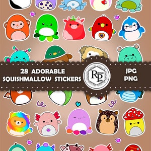 BestSeller**** Adorable Squishmallow ONE (1) Stickers Sheet -  PNG, JPF Plus Free Coloring Pages - Printable Animal Stickers  (See Info)