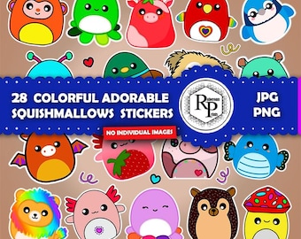 BestSeller**** Adorable Squishmallow ONE (1) Stickers Sheet -  PNG, JPF Plus Free Coloring Pages - Printable Animal Stickers  (See Info)