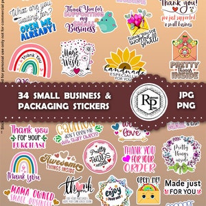 Small Business and Packaging ONE (1) Stickers Sheet | Thank you Stickers plus Free Thank you Stickers - Business Stickers (See Info)