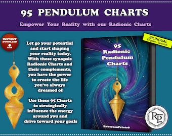 Dowsing Radionic Pendulum | 95 Bilingual Synopsis Dowsing Charts + Bonus: De-Impregators & Bovis Biometers - English/Spanish (see more)