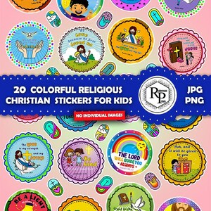 Powerful Bible Quotes #10 for Kids in ONE Stickers Sheet PNG/JPG plus Free Bible Coloring Book - Religious/Jesus/Bible Quotes  (See Info)
