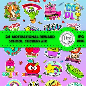 Bestseller*** Classroom/School Reward ONE (1) Stickers Sheet #9 - PNG/JPG plus Free Activity Book for Kids  (Read Description)