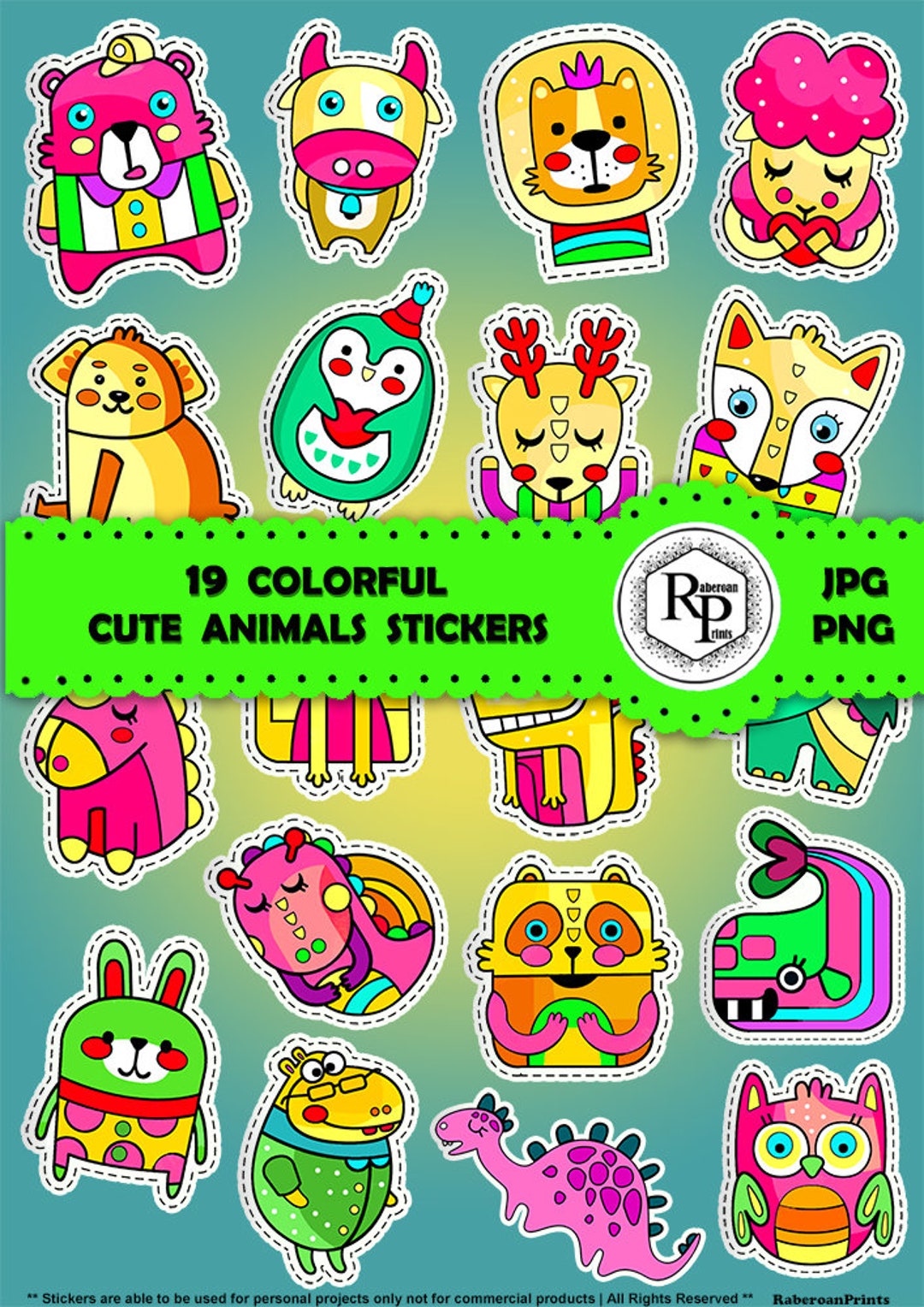 Animals Theme (1) Stickers Sheet + Bonus Baby Animals Coloring Book ...