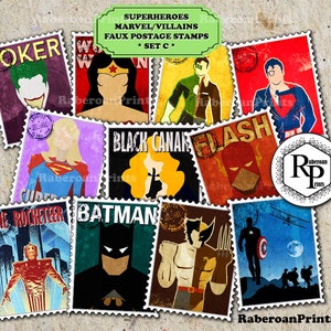 75 Superheroes/Marvel/Avengers Stickers in 3 Sheets - Print & Cut, Avengers/Villains/Marvel Stickers - Printable Stickers  (See Info)