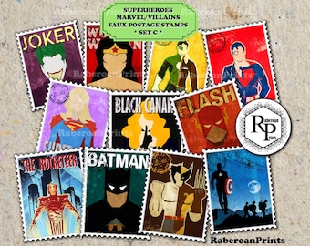 Superheroes/Marvel/Avengers Stickers in 3 Sheets - Print & Cut, Avengers/Villains/Marvel Stickers - Printable Stickers  (See Info)
