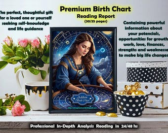 Pełny wykres urodzeniowy + szczegółowa analiza - raport astrologiczny wykresu urodzeniowego - wykres urodzeniowy + prognoza/przewidywania (Więcej informacji poniżej)