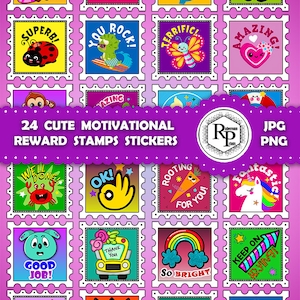 BestSeller** Classroom/School Reward ONE (1) Stamps Stickers Sheet PNG/JPG plus Free Activities for Kids (Read Info)