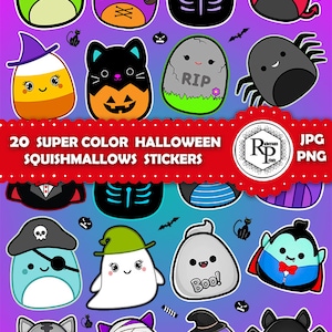 Bestseller *** Vivid Color Halloween Squishmallows #4 ONE (1) Stickers Sheet Plus Free Coloring Book -Printable Stickers (See Description)