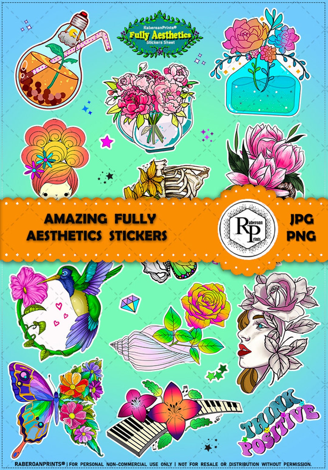 Aesthetic Sticker Sheet - Vivid Colors, Floral & Cute Designs Bonus ...