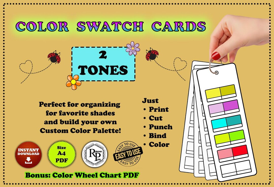 Coloring 2 Tones Color Blending Cards - Alcohol Marker Swatch Card - A4 ...