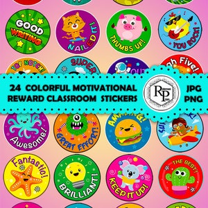 BestSeller*** Classroom/School Reward ONE (1) Stickers Sheet #VI in Jpg/Png plus Free Activity Book for Kids  (Read Info)