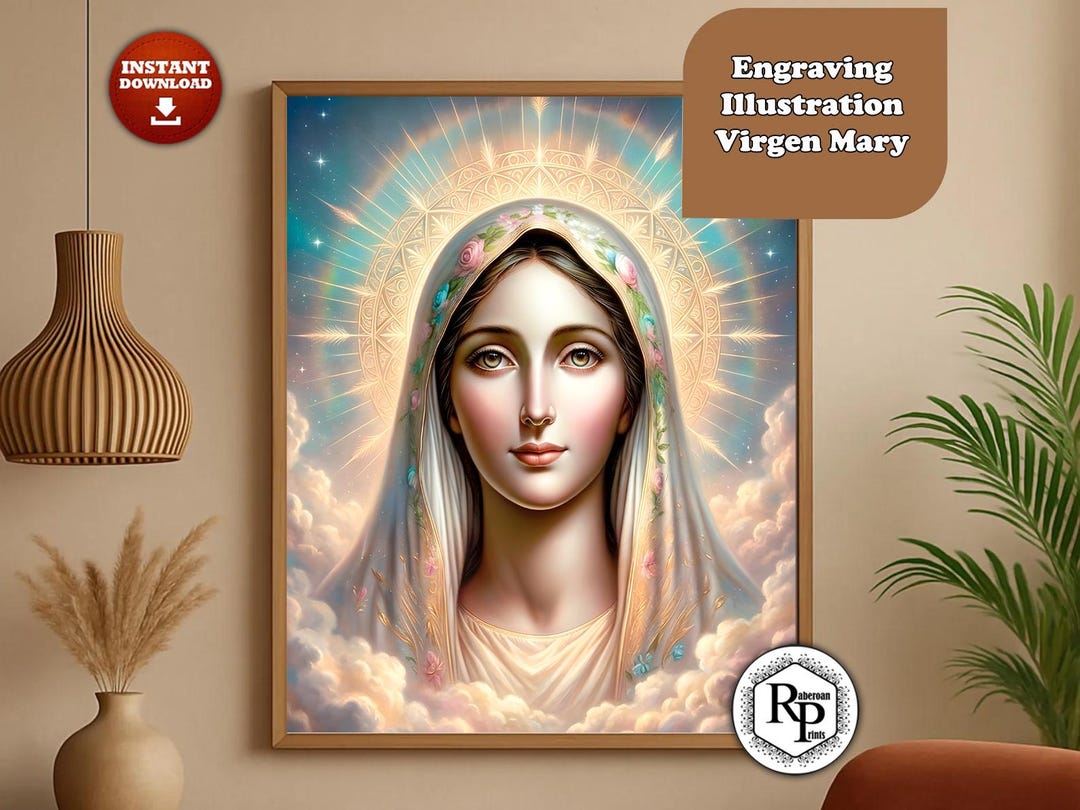 Virgin Mary Printable Wall Art | Catholic Blessed Mother Portrait ...