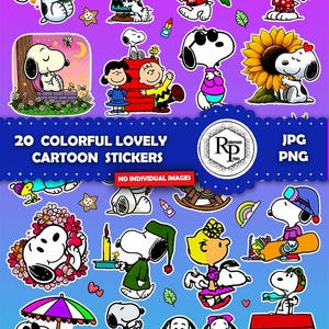 Adorable Colorful Lovely Cartoon ONE (1) Stickers Sheet - PNG, JPF Plus Free Coloring Pages - Printable Animal Stickers  (See Info)