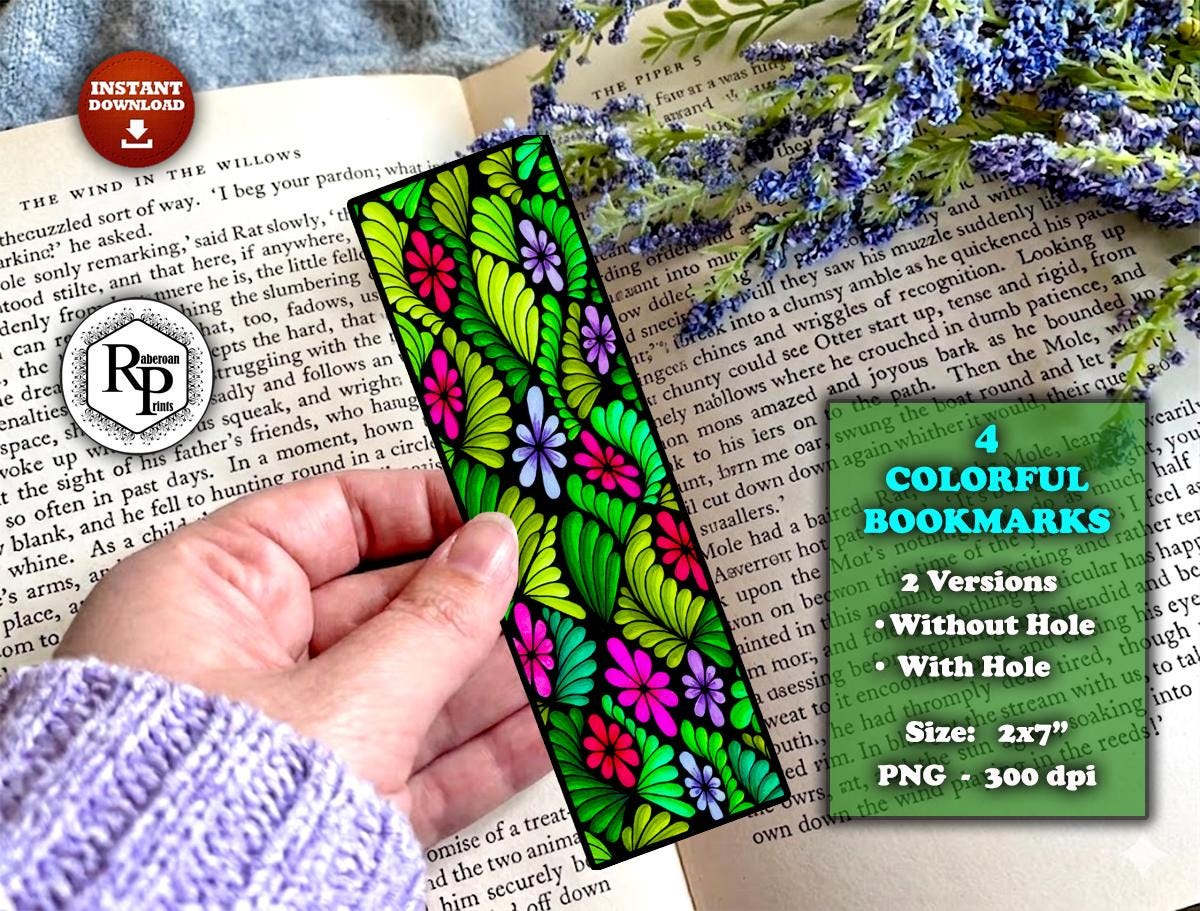 Colorful Printable Bookmarks Set of 4 | Whimsical Fantasy Bookmark ...