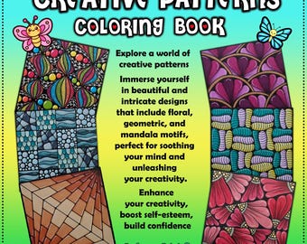 Creative Patterns/Doodles Coloring Book | Relaxing Coloring Sheets for All Ages | Stress Relief Art Therapy- Instant Download
