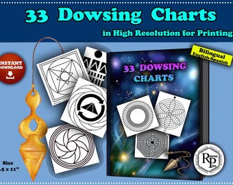 Dowsing Radionic Charts Kit Bilingual | 33 Charts with Extensive Handbook- De-Impregators -  Bovis Biometers (see more)