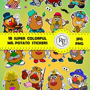 Best Selling** Super Bright Color Mr. Potato ONE (1) Stickers Sheet Plus Free Coloring Bookmarks  - Printable Stickers  (Read Description)