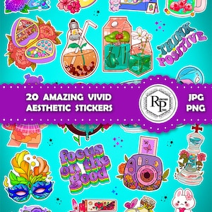 Best Selling** Super Amazing Vivid Aesthetics ONE (1) Stickers Sheet Plus Gift Box Template - Bundle Printable Stickers (See Description)