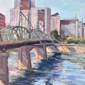 Hawthorne Bridge - Original Oil Painting - En Plein Air - Portland OR