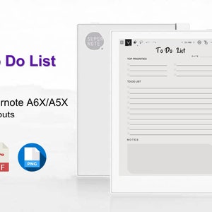 Supernote A6X/A6 Templates, Supernote A5X/A5 To-do List | pdf & png