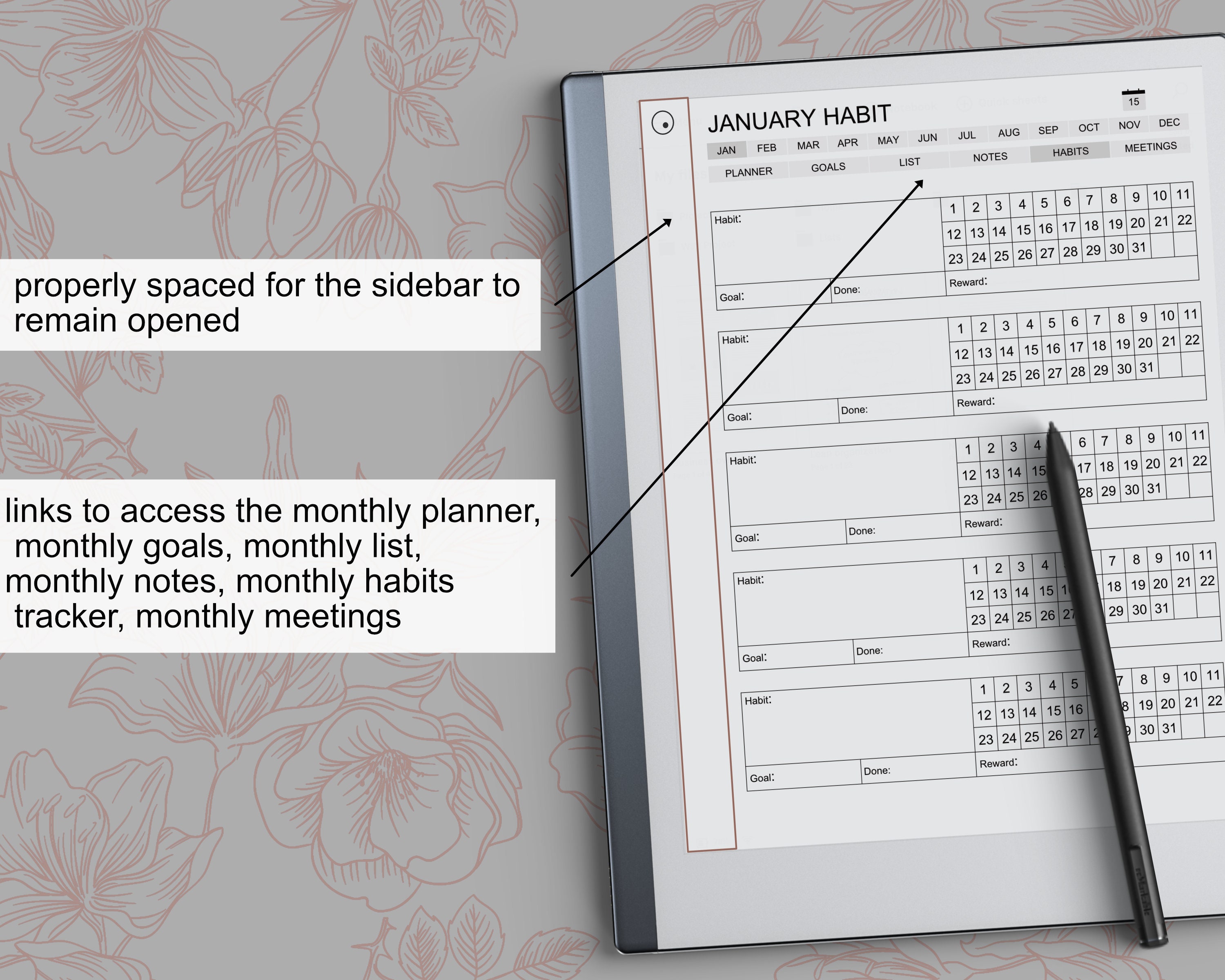 Remarkable 2 Digital Planner 20242025, Remarkable 2 Templates Yearly