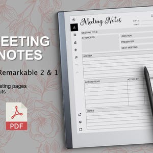 Meeting Notes Templates for Remarkable 2 | Hyperlinked PDF | 4 Layouts | Instant Download