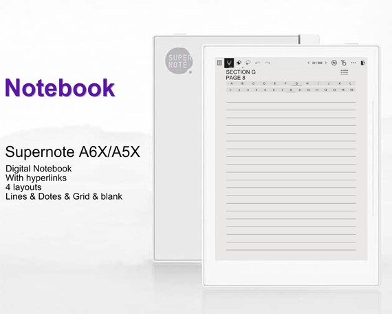 Buy Supernote A6X/A6 Templates Supernote A5X/A5 Digital Notebook 