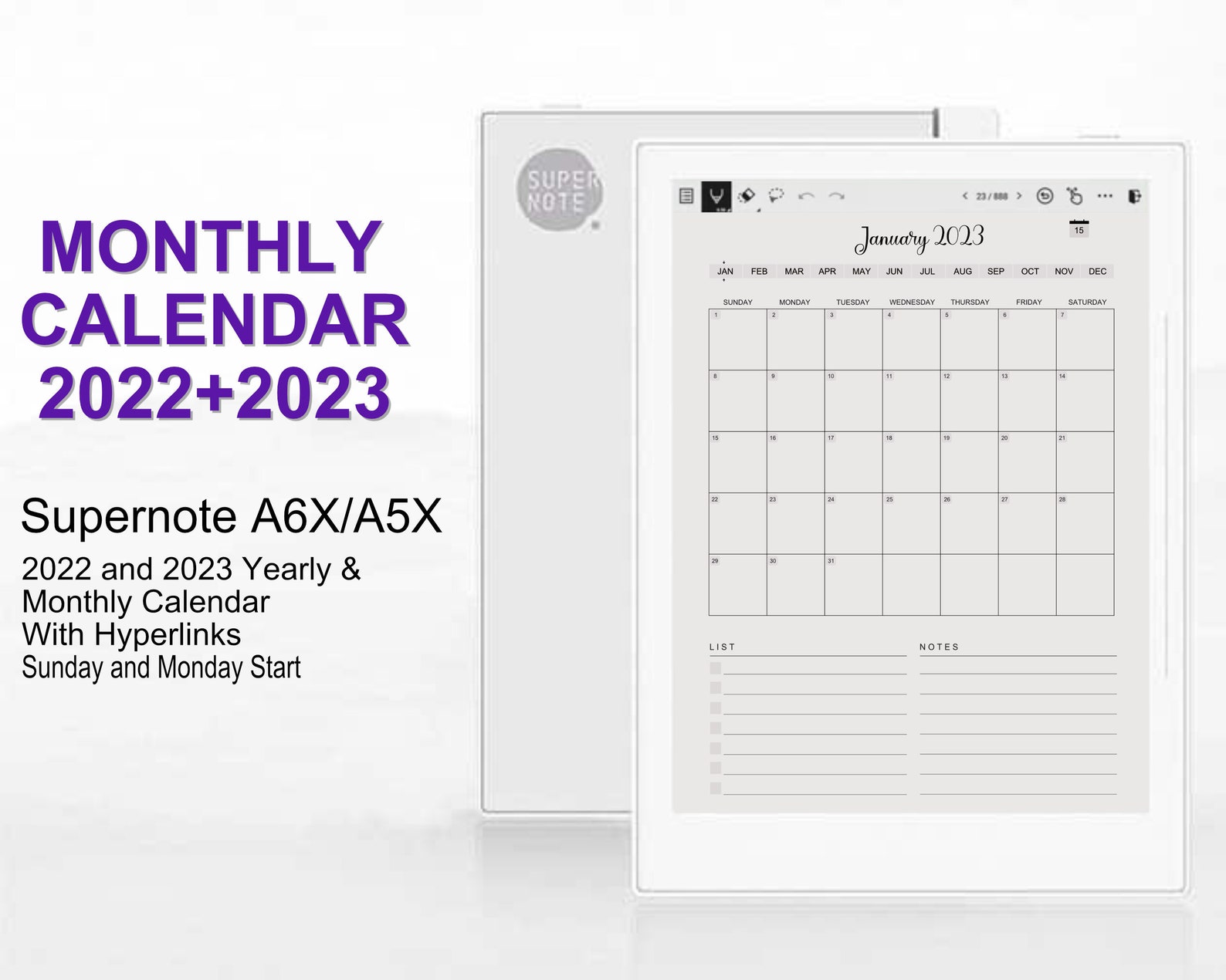 Supernote Calendar Template Supernote Calendar Template