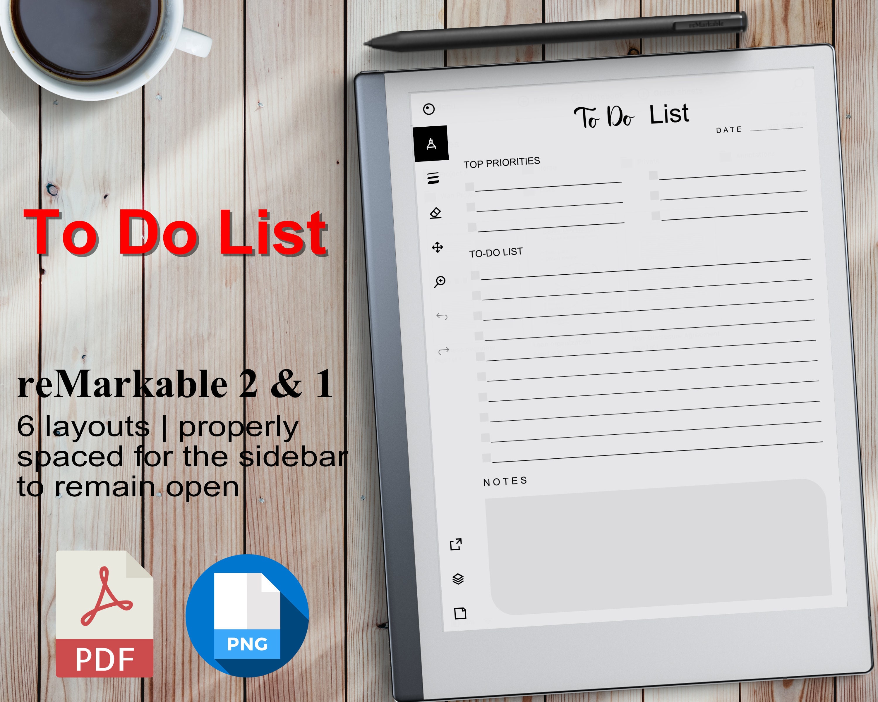 Remarkable Templates Todo List 6 Layouts Pdf & Png Instant Download Etsy