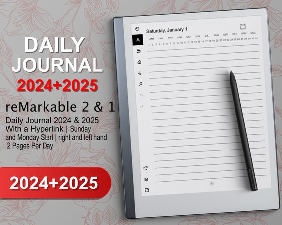Modelli reMarkable 2 Daily Journal 2023 e 2024, PDF con collegamento  ipertestuale, Inizio domenica e lunedì, compatibile con reMarkable 1 -   Italia