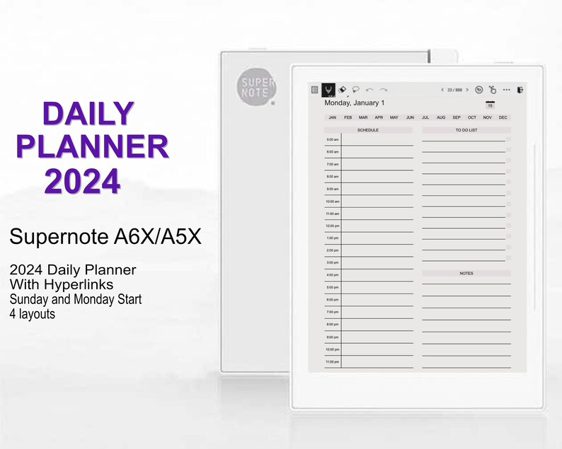 Supernote Templates 2024 Daily Planner Supernote Digital Planner Etsy