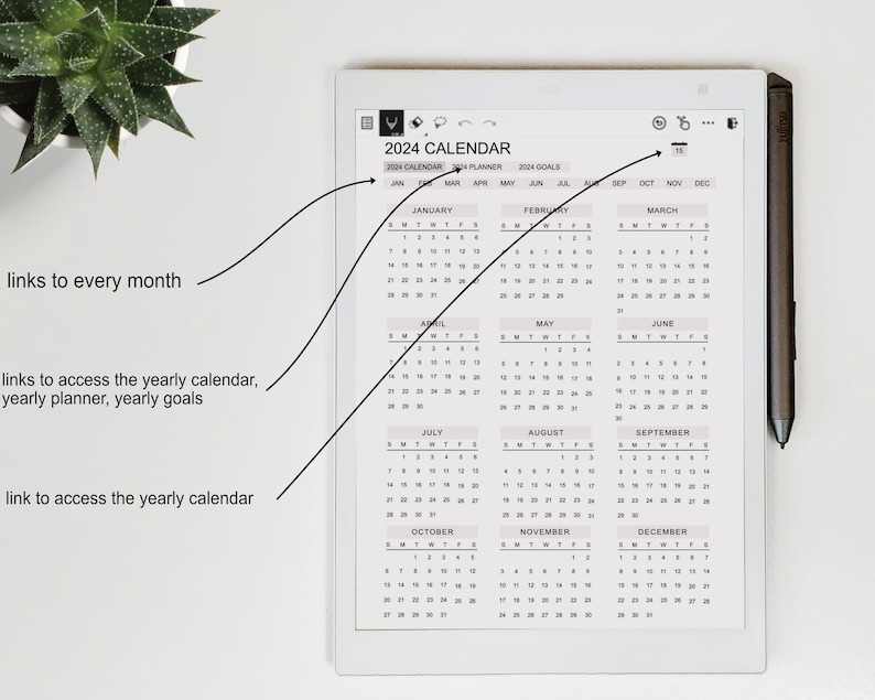 Supernote 2024 Planner, Supernote Templates A5/a5x 2024 Yearly and
