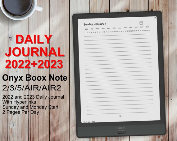 Boox Note Templates 2022 And 2023 Daily Journal Hyperlinked Etsy Uk