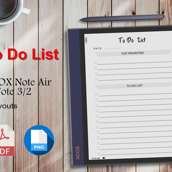 Liste de tâches boox Note Air Templates | pdf & png