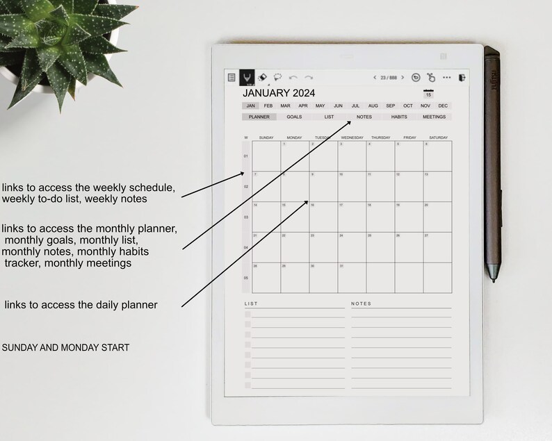 Supernote Templates 2024 Daily Planner Supernote Digital Planner Etsy