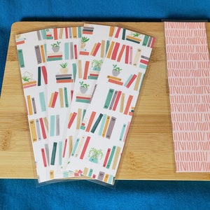 Shelved Books with Plants || Double-Sided Handmade Laminated Bookmarks - Book stacks/succulents/plants/books - Bookish Gifts