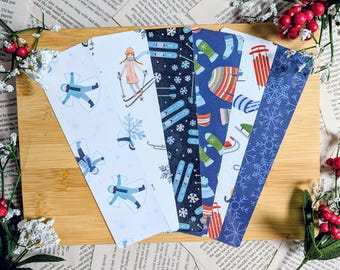 Winter Fun || Winter Season Double-Sided Handmade Laminated Bookmarks - Seasonal Bookmarkers - Bookish Gifts/Accessories DoubleBookedCo