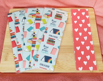 Open a Book Bookmarks || Double-Sided Handmade Laminated Bookmarks - Teal/Coral/Book Stacks/Classic Books/Read More Bookmark - Bookish Gifts