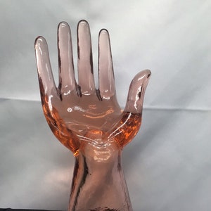 Vintage pink glass hand sculpture mid century modern