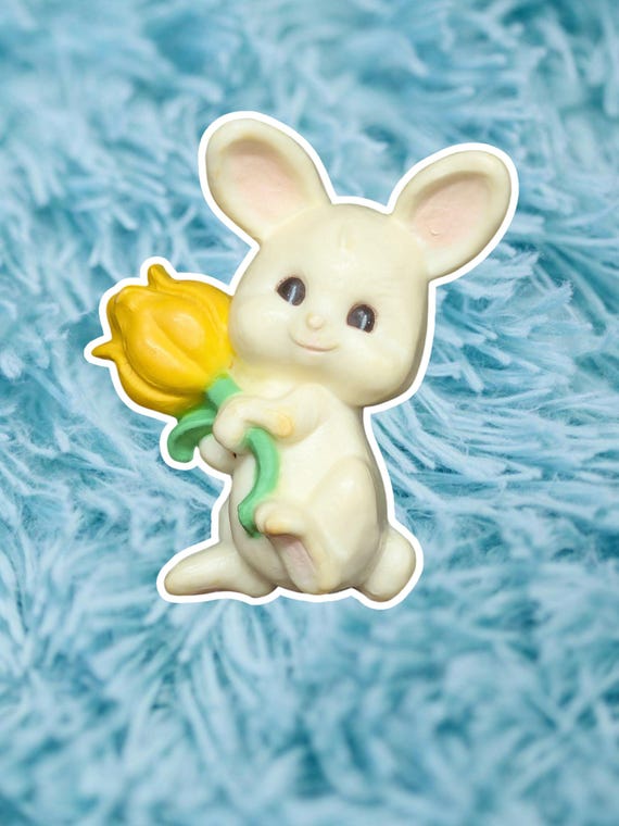 1970s Hallmark Easter springtime white rabbit wit… - image 1