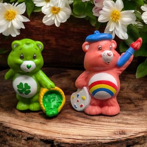 Vintage 1983 Care Bears Vinyl Figurines – Good Luck Bear & Cheer Bear
