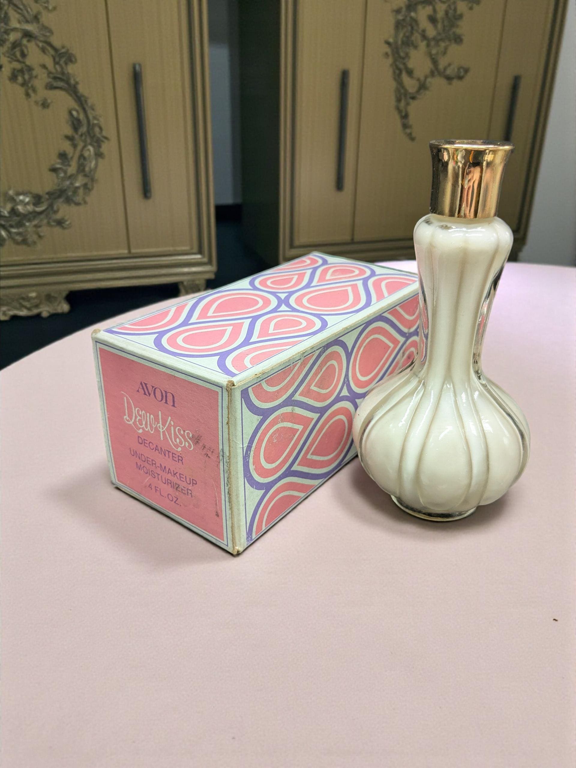 Vintage 1970s Avon Dew Kiss Decanter Under Makeup Moisturizer With